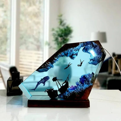 Handcrafted Oceanic Dreamscape Wood Lamp!