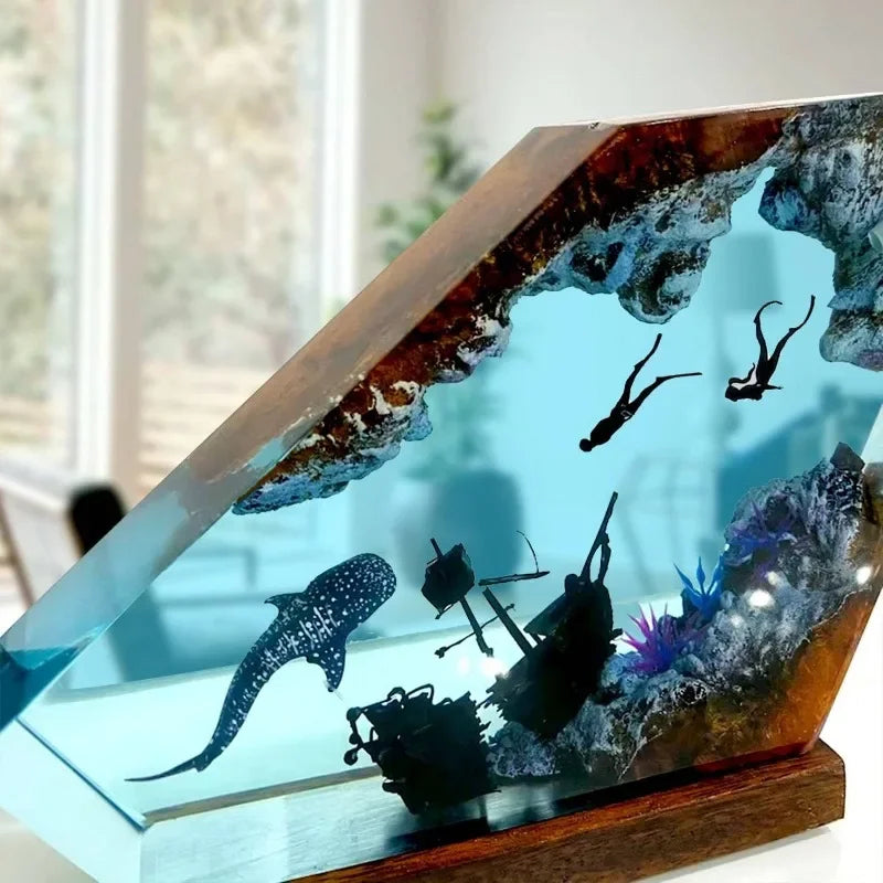 Handcrafted Oceanic Dreamscape Wood Lamp!