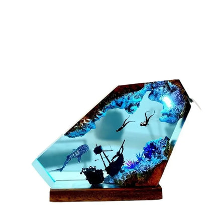 Handcrafted Oceanic Dreamscape Wood Lamp!
