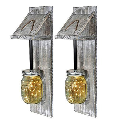 Mason Jar Fairy Lights Rustic Lighting Hanging Sconce Set of 2