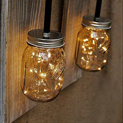 Mason Jar Fairy Lights Rustic Lighting Hanging Sconce Set of 2