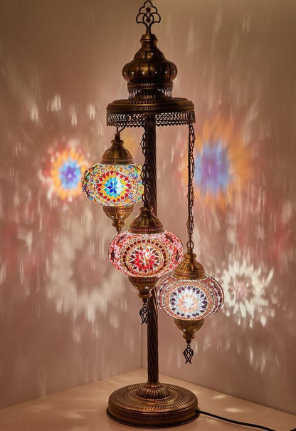 *HANDMADE* MOSAIC 3 GLOBE TABLE LAMP LIMITED EDITION