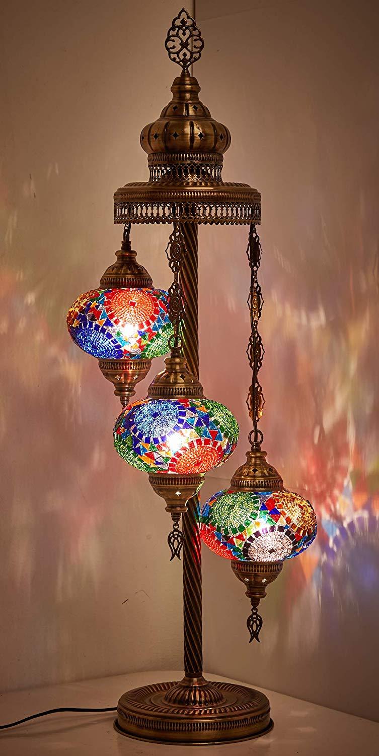 *HANDMADE* MOSAIC 3 GLOBE TABLE LAMP LIMITED EDITION
