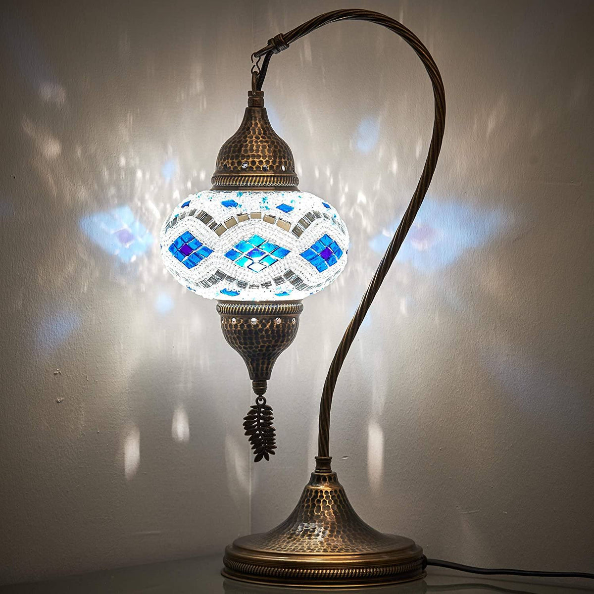 HANDMADE MOSAIC NEW SWAN NECK LAMP (FREE AND FAST EXPEDITED 5 DAY SHIPPING)