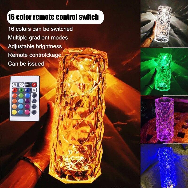 Crystal Rose Color Changing Touch Control + Remote Control Lamp